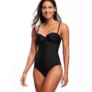 *NEW* Old Navy Black Balconette One-Piece Swimsuit